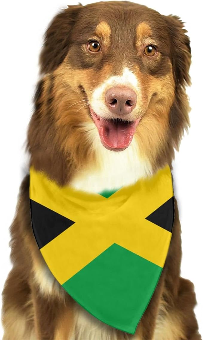 Dog Bandanas Flag of Jamaica Pet Bandana Scarf Triangle Bibs Kerchief Accessories for Dogs Cats