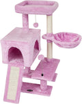MIAO PAW Cute Cat Tree Cat Tower for Indoor Condo with Sisal Scratching Posts Jump Platform Furniture Activity Center Play House Bed Fashion Design Houses Pink