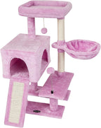 MIAO PAW Cute Cat Tree Cat Tower for Indoor Condo with Sisal Scratching Posts Jump Platform Furniture Activity Center Play House Bed Fashion Design Houses Pink
