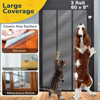 PROTECTO Cat & Dog Scratch Door Protector w/Utility Knife - 3Pack 60x8 Clear Wall Protector for Pet Scratching - Sticky and Self-Adhesive Deterrent Vinyl Surface - Easy Customization & Installation