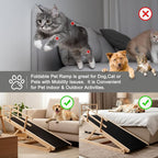 SLSY Dog Ramp for High Bed Couch, Folding Adjustable Pet Ramp with Non-Slip Rubber Mat, 62.9" Long, 5 Adjustable Heights 15.7''–31.4", Portable Step Supports Pets up to 250 lbs for Large Pet(Natural)