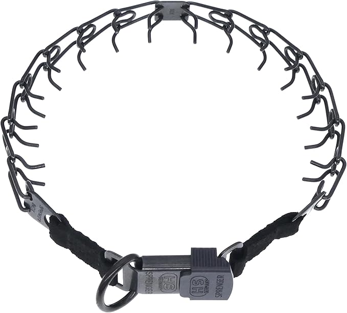 Herm Sprenger Black Stainless Steel Prong Dog Training Collar with Quick Release Buckle No-Pull Collar for Dogs (Black, 20in x 2.25mm (Neck Size Up to 17in))