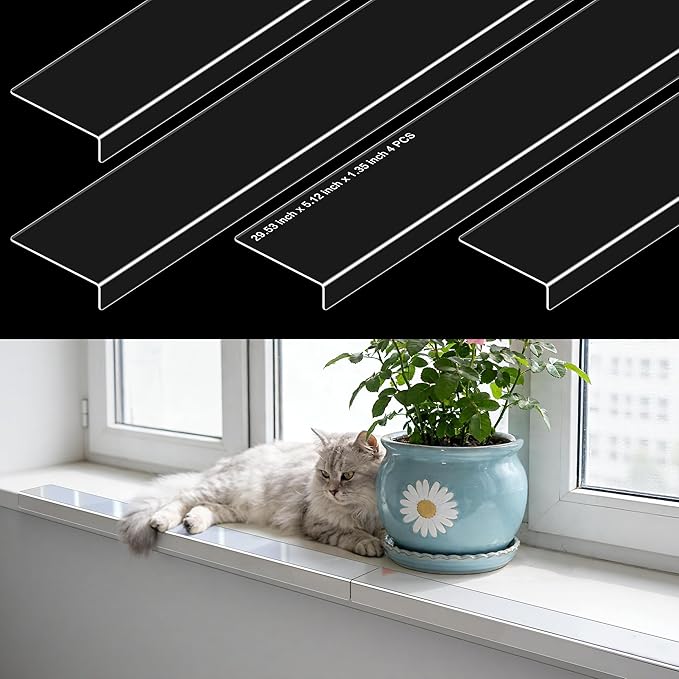 Ultra Clear Window Sill Protector - Scratch & Chew Proof Pet Guard for Dogs & Cats, Easy Install Transparent Ledge Cover, No Residue