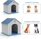 VIXZEN Dog House Outdoor, 26 Inch Resin Dog House Indoor Small Dog - Waterproof & UV-Resistant, Hidden Vents & Stable Structure, Easy Assembly, Versatile Storage, All-Weather Doghouse Outdoor (Blue)