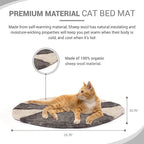 Cat Bed Mat Natural Merino Wool Cozy Large Carpet Pad for Pet Cats Kitty Small Dog House Warm Organic Sheep Wool Scratch Floor Mats Rug Bedding (Gray White, Large)