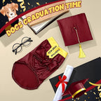 5 Pcs Dog Graduation Costume Set Include 2026 Pet Graduation Gown with Stole Puppy Grad Cap Lensless Glasses DIY Letter Stickers for Dogs Cats Holiday Costume Accessory(Maroon Yellow,M)