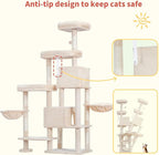 Hey-brother Cat Tree Tower, Scratching Posts with a Extended Part, Wide Platforms, Cozy Condos, Hammocks, Sisal Columns and Ball for Indoor Cats, 70.1 Inches, Beige MPJ038M