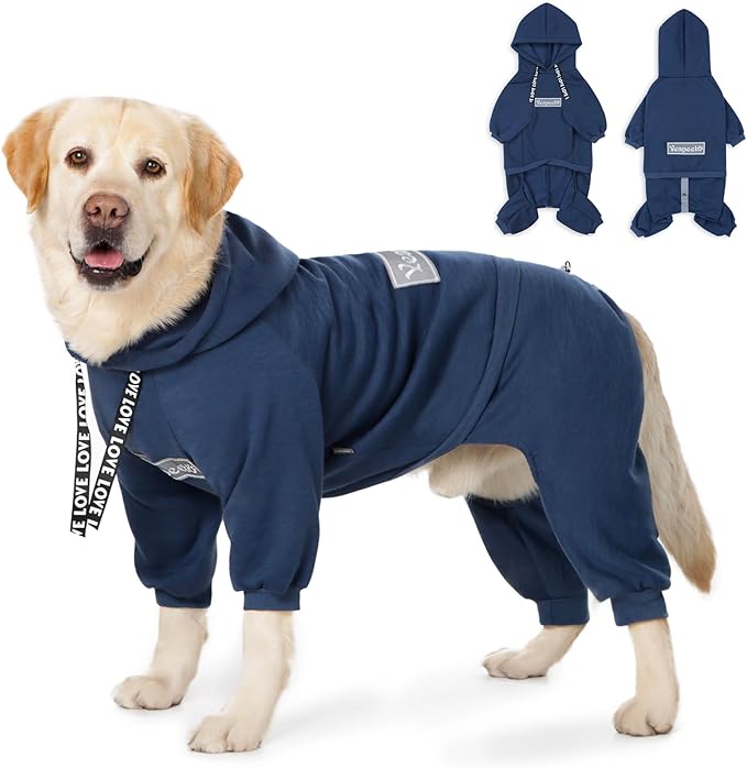 Dog Hoodies Winter Coat for Large Medium Dogs, Pullover 10 Legs Warm Coat Hooded Sweatshirt, Fleece Hoodie for Cold Weather (Dark Blue, 5X-Large)