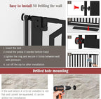 Glaf Extra Tall Pet Gate 63" Pressure Mounted Cat Door Safety Metal Cat Gate Adjustable Width Dog Door Auto-Close Dog Gates for Doorways, Stairs, Kitchen, Hallway (Black, 33.86-37.4")