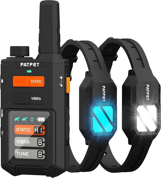 PATPET Training Collar for Dogs, 4200Ft Dog Training Collar with Remote, 3 Training Modes Beep, Vibration, Static, Rechargeable Electric Collars for Medium Large Dogs