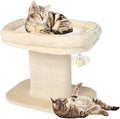 PETSITE 19.5-inch Small Cat Tree, 2-Tier Minimalist Cat Tree with Sisal Scratching Post, Extra Large Comfy Top Perch, and Dangling Ball, Ideal for Indoor Cats, Supports up to 44 lbs, Beige