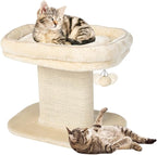 PETSITE 19.5-inch Small Cat Tree, 2-Tier Minimalist Cat Tree with Sisal Scratching Post, Extra Large Comfy Top Perch, and Dangling Ball, Ideal for Indoor Cats, Supports up to 44 lbs, Beige