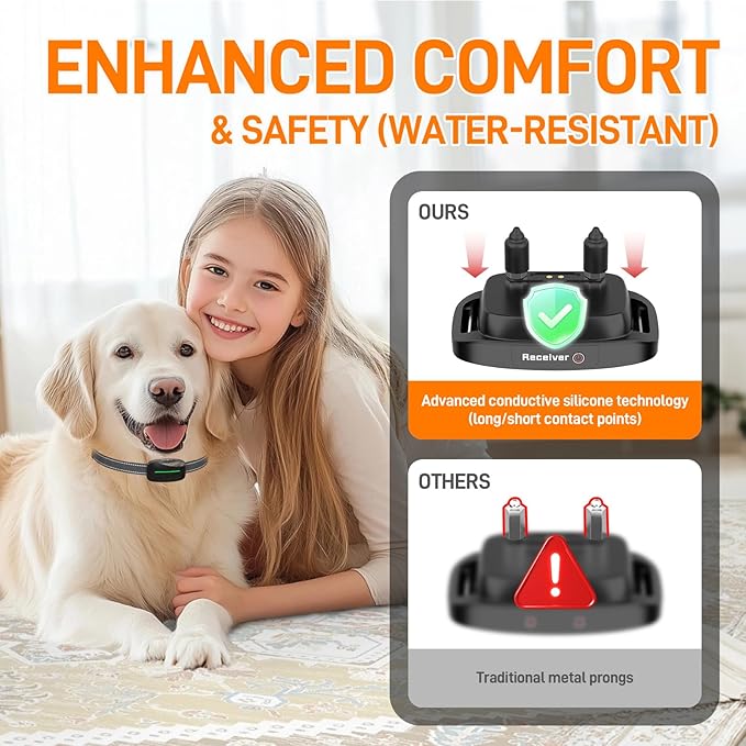 Dog Training Shock Collar 4000FT Dog Bark Collar with Remote IP67 Waterproof 4 Training Modes Beep Vibration Shock Light Mode Magnetic Charger Electric Dogs Collar 8-25 inches Single Shock Dull Black