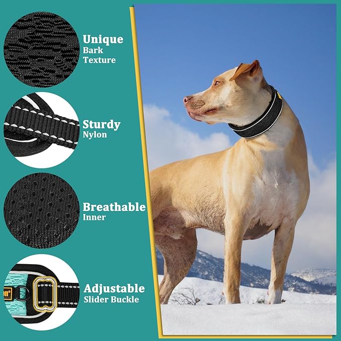 Mayerzon Martingale No Pull Collar for Large Medium Dogs Pitbull German Shepherd Rottweilers, Patented Reflective Anti Pull Dog Walking Collar with Buckle for Training Hiking, Adjustable(M, Black)