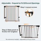 Cumbor 29.2–43" Baby Gate for Stairs, Wall-Mounted (Drill Required), Expandable No Bottom Bar Dog Gate, Auto Close Extra Wide Walk Thru, Pet & Toddler Proof Gate, Top & Bottom of Stairways (Brown)