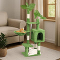 Outvita Cat Tree 48in Monstera Cat Tower with Leaves, Multi-Level Cat Tree Tower with Condo, Cozy Plush Hammock, Dangling Toy, Sisal Scratching Posts, Large Pet Activity Center for Indoor Cats, Green