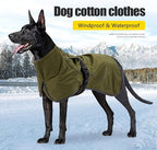 Barkworthies Dog Raincoat - Waterproof Winter Jacket with Velvet Inner, Reflective Strip, Black, XL