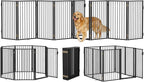Metal Freestanding Dog Gates with Door for Outdoor Indoor,160'' Extra Wide 32'' Tall Free Standing Dog Gate for Doorways,Large Openings,Deck,Yard,Porch,Foldable Pet Fence(Black,8 Panels)