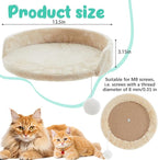 2 Pcs 13.39 Inches Semi Edged Cat Tree Replacement Parts Cat Tree Tower Accessories with Hanging Elastic Strings Pom Pom Toys for Platform Perch Shelves(Creamy White)