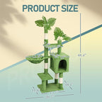 48in Plush Cat Tree with Leaves,Multi-Level Cats Tower,Large Pet Activity Center,with Sisal Scratching Post, Cat Condo, Padded Beds, Cozy Hammock,for Kittens and Indoor Cats (Green)