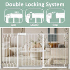 TSAYAWA Extra Wide Baby Gate with Door,33.8-38.5 Inch Walk Through Large Long Child Gates for Stair Doorway - Indoor Outdoor Safty Gate for Toddler Pet Dog Doggie White