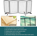 ZJSF Freestanding Dog Fence Indoor, Foldable Dog Gate for Doorways, Stairs or Hallways, Sturdy Wood Extra Wide Pet Gate with Support Feet for The House, Grey, 32 "Height-4 Panels
