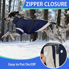 MIGOHI Waterproof Dog Coat with Harness Adjustable Dog Jacket Pet Winter Coat with Zipper,Christmas Small Fleece Jacket for Small Dogs,Extra Long Sleeves Warm Winter Snowsuit for Dogs,M,NavyBlue