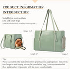 Fashion Dog Purse Pet Carrier Leather Bag for Small Dogs Cats Puppy, Portable Tote Bag Airline Approved Soft-Sided Carriers (Green)