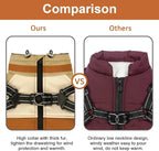 Dog Winter Coat, Warm Waterproof Jacket with Harness, Reflective for Snow - Small to Large, Orange
