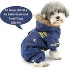 ZUNEA Padded Waterproof Small Dog Winter Jumpsuit Pet Puppy Jacket Coat Fleece Warm Snowsuit Airman Chihuahua Yorkie Outfits Clothes Apparel Blue L