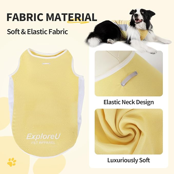 Dog Shirt, Cooling Vest Lightweight Breathable, Dog T-Shirts All-Season Sun Protection Quick Dry Soft Stretchy Reflective Tank Top - Small Medium Large Dogs (Melon Green+Soft Yellow, X-Large)