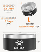 Slow Feeder Dog Bowls Stainless Steel, Food-Grade 304 Dog Slow Feeder Bowl 3.5 Cups Capacity, Heavy Duty Double-Layer with Non-Slip Base, Pet Puzzle Bowl for Medium & Large Dogs (Black)