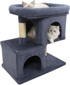 Tangkula Small Cat Tree for Indoor Cats, 25.5 Inch Cat Tower with Sisal Scratching Posts, 2 Large Cat Condos with Padded Top Perch, Modern Cat Climbing Furniture for Adult Cats & Kittens (Dark Gray)