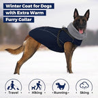 Queenmore Small Dog Coat,Dog Coat for Small Dogs,Reflective Windproof Dogs Jackets with Built-in Harness,Doggy Winter Jacket with Zipper On Back,Warm Pet Coats with Fleece Lining,NavyBlue,S