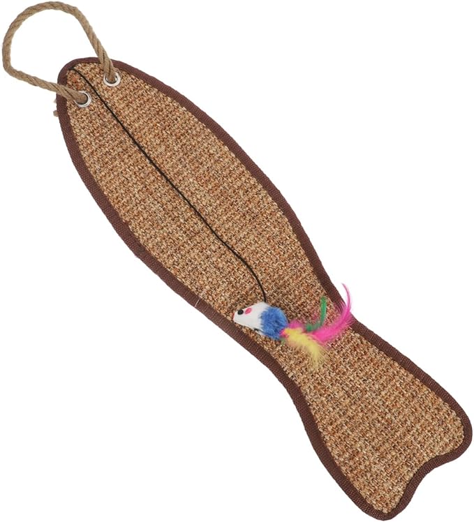 Mipcase Fish Shaped Cat Scratching Pad Hanging Sisal Mat 20.67 Inch Protective Pad for Indoor Cats Furniture Claw Sharpening and Sofa Cover