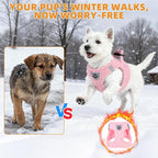 KOOLTAIL Plush Small Dog Harness and Leash Set, Warm Fleece No Pull Puppy Vest for Winter, Lightweight Reflective Step in Pet Harness for Medium Sized Dogs Boy Girl Outdoor Walking Cute Soft, Pink M