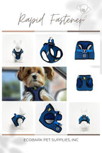 EcoBark Step in Dog Harness - Eco-Friendly Dog Harnesses for Small and Medium Breed Dogs - Reflective and Adjustable Body Halter Vest - Soft Mesh Toy Breed Harness (Bright Blue Sport, XL