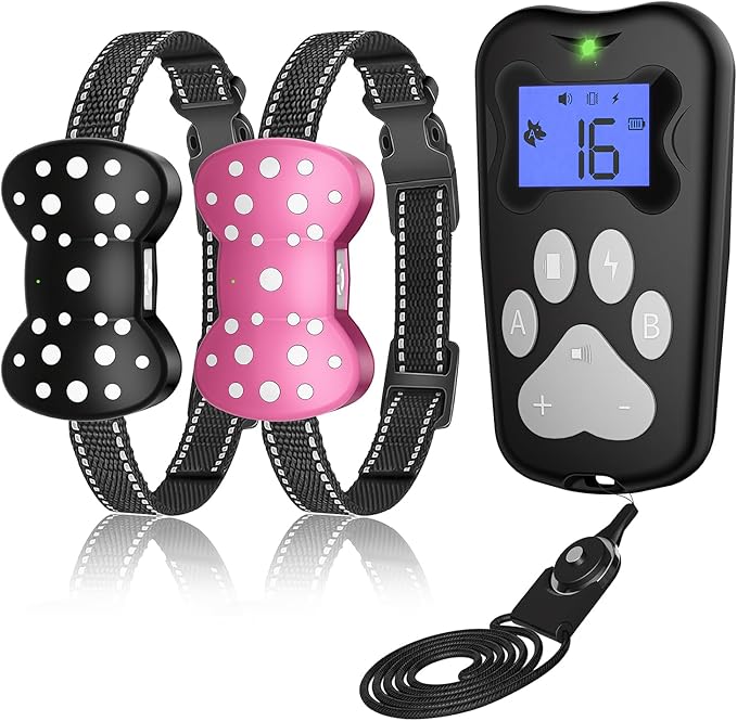 Dog Training Collar with Electric Shock Collar, Rechargeable & IPX7 Waterproof 3300FT Remote Dog Collar, 3 Training Modes (Beep, Vibration, Static Shock) for Small Medium Large (AM-003-B)
