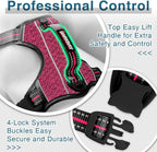 BARKBAY Dog Harness No Pull with ID Tag Pocket - Heavy Duty, Reflective, Easy Control for Large Dogs(Pink/Black,M)