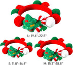Elegant little tail Cat Christmas Costume 1PC Red Christmas Collar Soft Funny Pet Collars Headgear Adjustable Pom-Pom Headdress Cute Collar for X-Small Cat Pet Party Accessories Costume