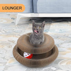 FluffyDream Magic Organ Cat Scratching Board, Interactive Scratch Pad with a Ball, Cat Scratcher for Grinding Claw, Recyclable and Durable, Furniture Protector, Retractable, Brown, Reversible