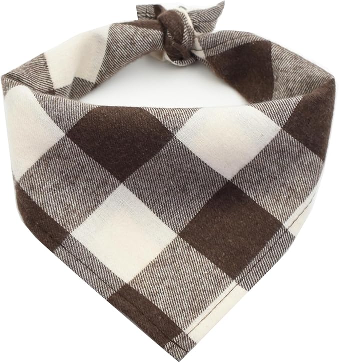 Bubblepup Dog Bandanas, Fall Dog Bandana for Boys Girls, Plaid Reversible Triangle Bibs Scarf Accessories for Dogs Pets