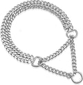 Dog Chain Collar Metal Martingale Anti Chew Training Collars Chew Proof, Chrome Plated, 2 Link for Small Medium Large Dogs (Silver,Small(for Neck 12-14.5''))