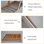 PINVNBY Tilted Angled Cat Scratcher Ramp with Replaceable Natural Sisal Mat,Incline Wooden Cat Scratching Board Three Different Adjustable Height Cat Scratch Pad Bed for Indoor Cats Kitten