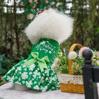 CuteBone St.Patrick's Day Dog Green Dress Velvet for Small Dogs Girl Puppy Dresses Clover Dog Clothes CVA14S-D