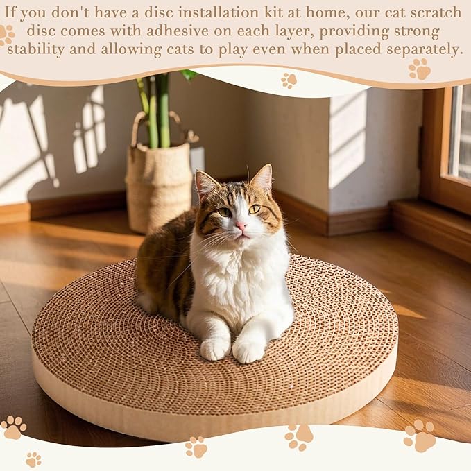 Round Cat Scratcher Replacement Pads -Circle Cat Scratcher Pad Cardboard Cat Scratchers Refill 10 inch Diameter 7/8 inch Thickness Pet Supplies, Relieves Stress, Supports Pet Behaviors, 4 Count