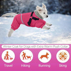 BRKURLEG Dog Winter Coat with Harness Built in, Winter Dog Jacket for Small and Medium Dogs, Small Dogs Snowsuit Reflective Windproof Cold Weather Coat, Puppy Warm 100% Polyester Coats, Hot Pink, M