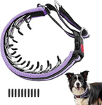 Martingale No Pull Dog Collar for Large Medium Small Dogs, Heavy Duty Nylon Adjustable Reflective Anti Pull Slip Collar with Buckle for Training Walking Hunting L Purple