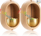 2 Pcs Shopkeepers Bell for Door Opening, Magnetic Wood Doorbell Chime When Door Opens, Magnetic Doorbell for Cafe Glass Doors Store Entrance, Housewarming Gift(Oval,4.13 x 2.95 Inches)