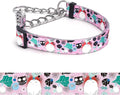 Martingale Dog Collar - Stainless Steel Chain, No Pull Training Collar with Flower Design for Large Medium Small Dogs (12, S)